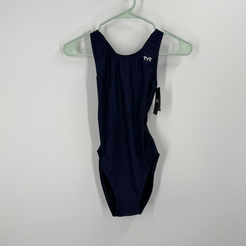 TYR Solid Maxfit-A Swimsuit Womens 34(M) Navy Blue One Piece Recycled Nylon